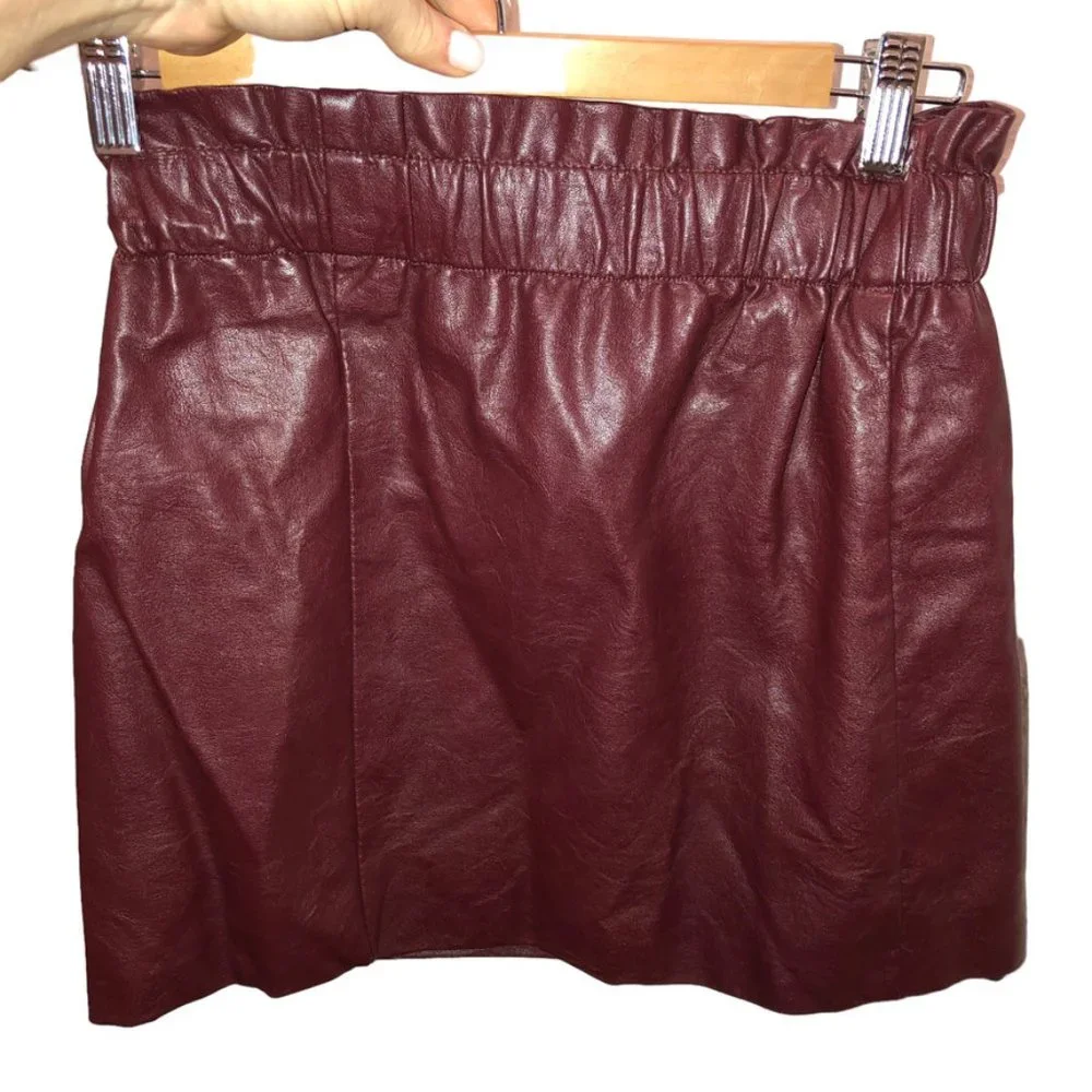 jolt wine eggplant vegan leather wrap paper bag skirt S 27